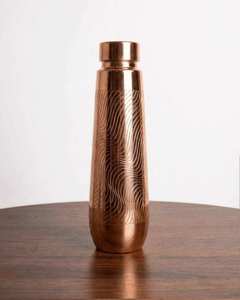 Botella de Agua de Cobre con Patrón Hexagonal, Portátil, para Viajes, con Tapa, Diseño Moderno, Material de Cobre Puro - Product Image 5