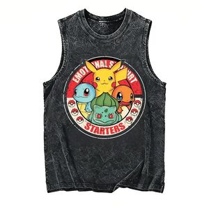 Débardeur Homme Vintage Délavé pour la Gym, T-shirt sans Manches Été 2026, Imprimé Ramen, Streetwear Décontracté Ample - Product Image 6