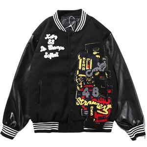 Veste universitaire personnalisée grande taille pour hommes, style baseball de rue de qualité supérieure avec logo et patchs sur le support - Product Image 4
