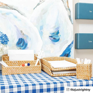 Rectangular A4 paper tray made from natural rattan. Document tray for the office. - Product Image 2