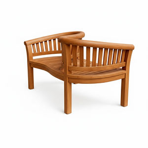 Banc de jardin classique en teck massif élégant et de qualité supérieure, avec dossier incurvé en S, pour l'extérieur, avec accoudoirs, pour hôtel, terrasse ou parc - Product Image 2