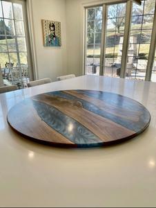 โต๊ะกาแฟทรงกลมหรูหราทำจากเรซิ่นอีพ็อกซี่สีน้ำเงิน เป็นมิตรกับสิ่งแวดล้อม เหมาะสำหรับเทศกาลดีวาลี ผลิตด้วยมือ ทันสมัย ขายส่ง - Product Image 3