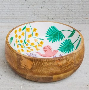 Tazón de ensalada de madera premium con estampado de esmalte, tazón de ensalada de madera rústico hecho a mano, vajilla ecológica para servir ensaladas y frutas - Product Image 1