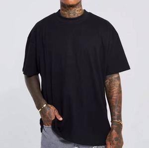 T-shirts de luxe personnalisés pour hommes, en coton, style streetwear, coupe oversize, col rond côtelé, épaules tombantes, tissu épais 280 g/m² - Product Image 4