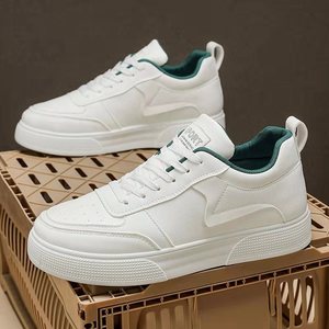 Mocassins en cuir pour hommes, respirants, décontractés, style sport, plats, blanc uni - Product Image 3