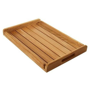 Elegante bandeja rectangular de madera de nogal oscuro y cobre con asas de metal para decoración del hogar, cocina, bar y comedor al mejor precio. - Product Image 2