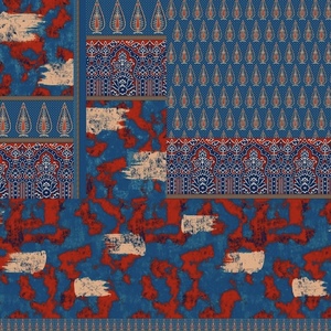 Tissu en coton imprimé jacquard floral géométrique, viscose naturelle, crêpe peignée, tissé, léger et respirant pour robe - Product Image 2