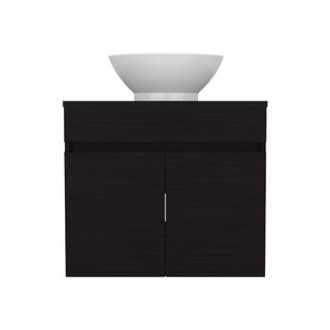 Mobile da Bagno Manchester con Due Cassetti e Ripiano Aperto, Lavabo Integrato, Colore Nero - Product Image 6