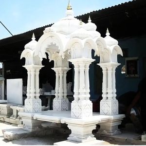 Large Traditional Marble Temple Indoor Pooja <b>Mandir</b> with Custom Design Manufacturer India Makrana - Product Image 2