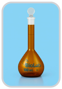 Fiole volumétrique en verre ambré 1103, classe A, certificat individuel, ISO - Product Image 1
