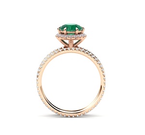 925 plata esterlina único laboratorio creado Esmeralda anillo de compromiso conjunto 14K amarillo sólido oro joyería punta conjunto anillo para mujer - Product Image 3