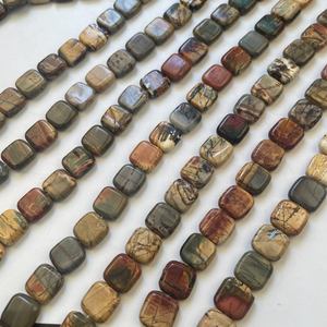 Venta al por Mayor de Impresionantes Cuentas Sueltas de Jaspe Rojo Cherry Creek Natural de 8-14 mm, Forma Cuadrada, para Joyería - Product Image 1