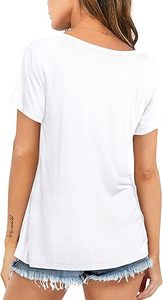 Camisetas de Verano para Mujer, 300G, Alta Calidad, Casuales, Manga Corta, Corte Ajustado, Transpirables, Anti-Pilling, Poliéster/Algodón, Cuello Redondo, Color Sólido - Product Image 6