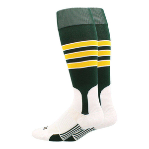 Chaussettes de baseball rayées vertes et jaunes pour adultes, chaussettes de sport respirantes en tricot, chaussettes de sport de baseball personnalisées en tricot - Product Image 1