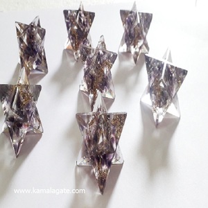 Étoile de Merkaba en Orgonite Faite à la Main avec Cristal d'Aventurine Jaune Naturel, Thème Étoile de David, Gujarat, pour Décoration d'Intérieur et Fournitures Artisanales - Product Image 6