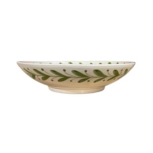 Assiette à pâtes élégante en céramique avec motif feuille d'olivier, bord large et finition brillante pour une présentation raffinée - Product Image 3