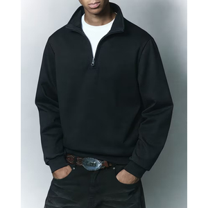 Men's Women's Half Zip Sweatshirt Streetwear Oversized <b>Mock</b> <b>Neck</b> Plain Cotton Fleece Custom Logo <b>Top</b> - Product Image 4