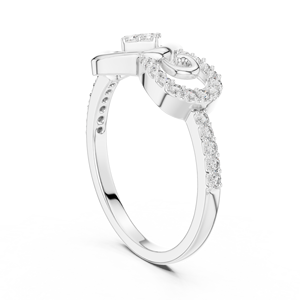 Bague de Fiançailles Élégante en Or Blanc 18 carats Plaqué Rhodium avec Diamant de Laboratoire Rond Taillé, Idéale pour Femme, Cérémonies, Événements, Cadeaux et Usage Quotidien - Product Image 2