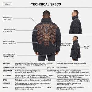 OEM Liquid-Trapunto Puffer <b>Jacket</b> 220GSM Ripstop Nylon 3D Quilted Bio-Mechanical Outerwear Custom Streetwear Manufacturer - Product Image 5