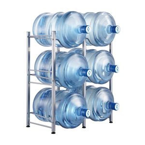 Portabottiglie Resistente a 3 Livelli per Contenitori d'Acqua da 5 Galloni, Portabottiglie a Doppia Fila con Capacità di 6 Bottiglie, Scaffali Utilitari - Product Image 1