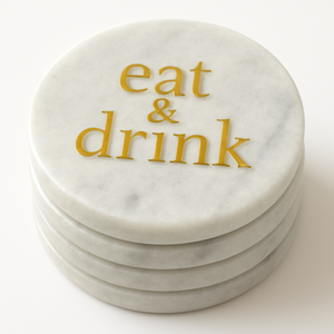 Minimalistic A <b>Coaster</b> in <b>White</b> Marble with Gold Letter Octagon Shaped for Personalized Decor wholesale price - Product Image 4