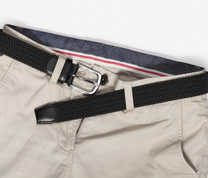 Cinturón Casual con Patrón de Espiga Trenzada, Hebilla de Acero, Diseño Elástico Negro Resistente - Product Image 2