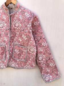 Chaqueta de punto de algodón acolchada reversible, nueva, estampada, transpirable, con rayas, para fiesta, estampada a mano, regalo para mujer, venta al por mayor - Product Image 2