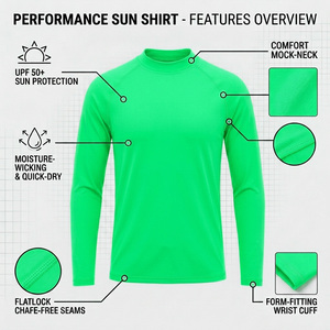 Chemise de protection solaire à manches longues UPF 50+ avec logo personnalisé, séchage rapide, pour randonnée, pêche, vêtements de protection contre les éruptions cutanées, fabrication directe - Product Image 2