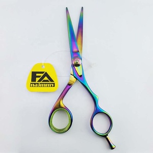 Ciseaux de barbier avec repose-doigts réglable et vis (inserts pour doigts) en acier inoxydable revêtu multicolore avec couleur personnalisée en gros - Product Image 3