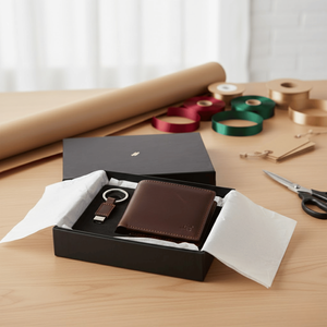 Caja Plegable de Cartón Kraft Reciclado Personalizada para Accesorios de Cuero | Caja de Regalo con Recubrimiento UV y Laminado Mate con Forro de Esponja - Product Image 3