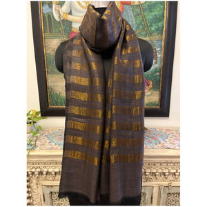 Luxury Fine <b>Wool</b> Zari Big Stripe Stole 70x200cms Premium Soft Winter Fashion Shawl Elegant Designer <b>Wrap</b> Ready Stock Available - Product Image 3