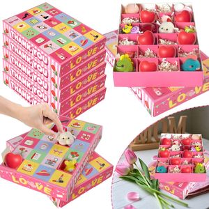10 Cajas de Papel Rosadas de Sorpresa DIY con Diseño de Dibujos Animados y 24 Compartimentos, Calendario de Adviento para Dulces, Joyas y Suministros de Cumpleaños - Product Image 1
