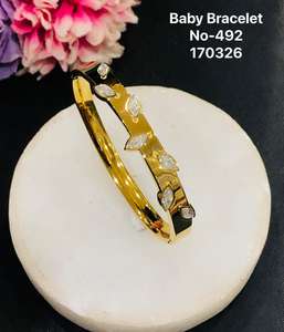 Bracelet pour bébé plaqué or avec pierre carrée en CZ, bracelet ajustable pour enfants, bijoux en acier inoxydable pour nourrissons, cadeau - Product Image 6