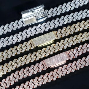 Custom 20mm 925 Silver Rhodium Plated Rose Gold Plated <b>Rope</b> <b>Chain</b> for Men Bezel Setting Moissanite Hip Hop Fine Necklace Gift - Product Image 3