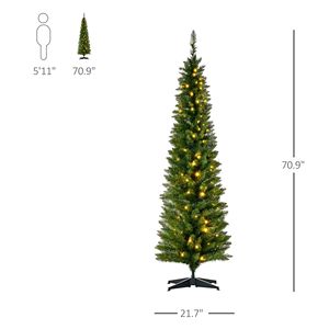 Albero di Natale Artificiale Noble Fir Sottile Pre-Illuminato da 180 cm con 200 Luci LED Bianco Caldo e 390 Punte - Elegante Decorazione per la Casa - Product Image 3