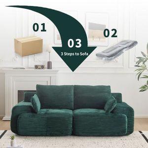 Sofá Modular Seccional Grande de 2 Plazas, Estilo Nube, con Espuma Viscoelástica, Apto para Mascotas, Sofá Comprimido para Sala de Estar, Patas en Forma de C - Product Image 6