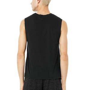 Débardeur noir sans manches à col rond pour homme, tricoté, couleur unie, style décontracté - Product Image 3