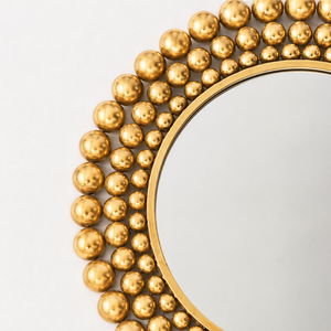 Miroir mural rond à perles dorées, cadre décoratif à bulles, miroir d'appoint de luxe pour salon, chambre, entrée, décoration intérieure - Product Image 5
