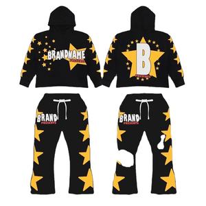 Ensemble de survêtement personnalisé avec impression sérigraphique, survêtement délavé au soleil pour hommes, ensembles de pantalons de survêtement et de sweat-shirts personnalisés - Product Image 3