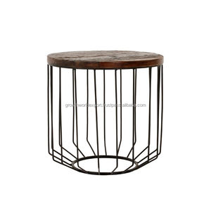 Mesa de Centro Moderna para Sala de Estar con Base de Metal y Tapa de Madera Sólida Industrial, Modelo 002 de GROWTH WORLD EXPORT - Product Image 1