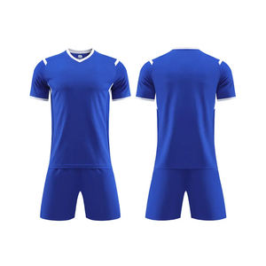 Ensemble de maillot de football personnalisé sublimé, col en V, manches courtes, évacuation de l'humidité, imprimé géométrique, uniforme unisexe pour adultes - Product Image 2