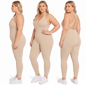 Women's Halter Neck Gym Wear Jumpsuits Sleeveless Plus Size Compression Bodysuit Women Ankle Length <b>Playsuit</b> Yoga Wear Jumpsuit - Product Image 5
