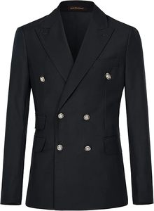 Traje de Negocios para Hombre, Estilo Británico, Negro, de Viscosa/Poliéster, Cuello de Solapa, Antiarrugas, Ropa Formal - Product Image 2
