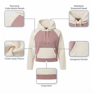 Sudaderas Cortas con Capucha para Mujer, Sudadera Corta de Moda, Ropa Casual Urbana, Manga Larga, OEM, ODM, Venta al por Mayor de Fábrica - Product Image 5