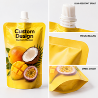 Pochettes à bec verseur personnalisées jaunes pour jus de fruits, emballage de remplissage à chaud pour purée de mangue, noix de coco et fruit de la passion, vente en gros