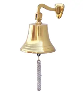 Cloche de bateau vintage en laiton massif, antique et polie, de qualité supérieure, pour décoration nautique et marine - Product Image 1
