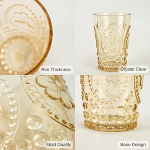 [Holar] Gobelets en plastique élégants de 10 oz, fabriqués à Taïwan, avec un motif floral ambré en relief, pour la maison, les cafés et l'extérieur - Product Image 4