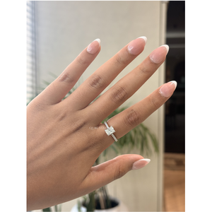 Anillo de compromiso premium con diamante radiante cultivado en laboratorio, halo oculto y pavé, 1.5CT VVS VS EF, oro macizo, regalo de aniversario de bodas para ella - Product Image 1