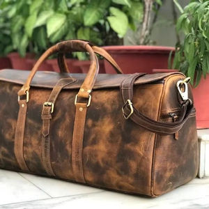 กระเป๋าเดินทางหนังวัวแท้สไตล์เรโทร ขนาดใหญ่ ใส่ของได้เยอะ พกพาสะดวก กระเป๋าถือขึ้นเครื่องบิน ซิปแบบธุรกิจ ทำด้วยมือ - Product Image 1