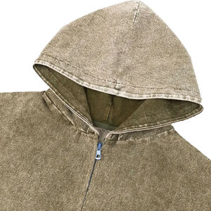 Sweat à capuche oversize pour homme de haute qualité avec fermeture éclair et effet délavé, hiver, 2 pièces, prix bas - Product Image 5